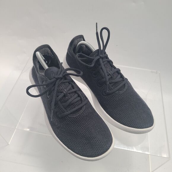 ALLBIRDS Tree Runners Lace-Up Mens Sneakers - Jet Black/White US Size 11 - Picture 1 of 9